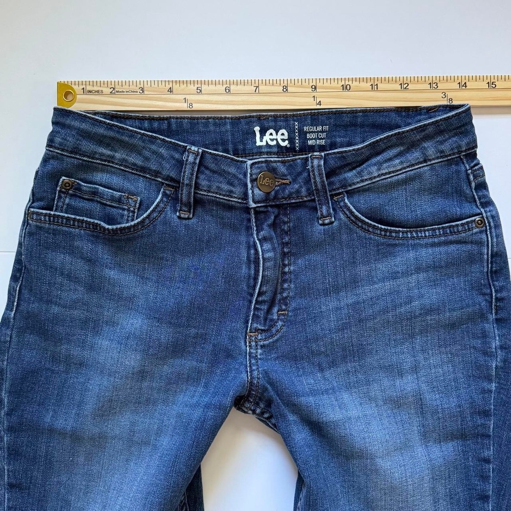Lee Jeans Womens 6P Regular Bootcut Mid Rise Dark Wash Blue Denim 1CMBEW7 - Picture 5 of 6